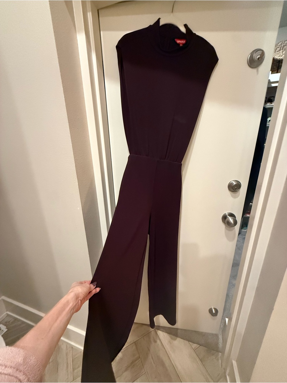 SPANX Black Sleeveless High-Neck Wide-Leg Jumpsuit